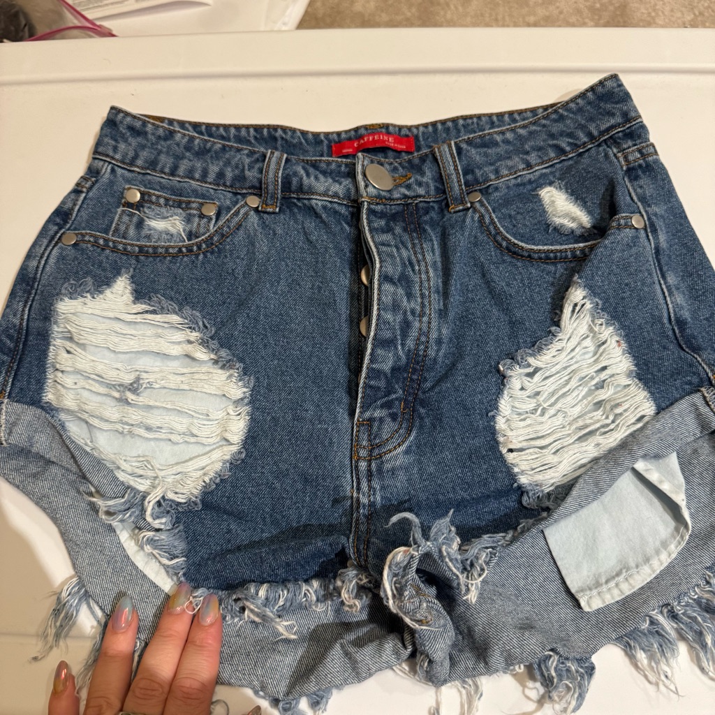 Distressed Blue Denim Cutoff Shorts - Unbranded